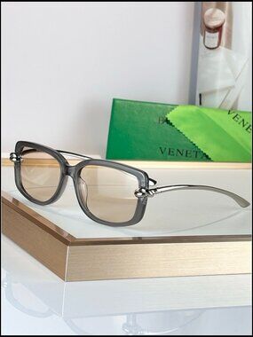 Bottega Veneta Transparent Grey Square Silver Knot Sunnies
